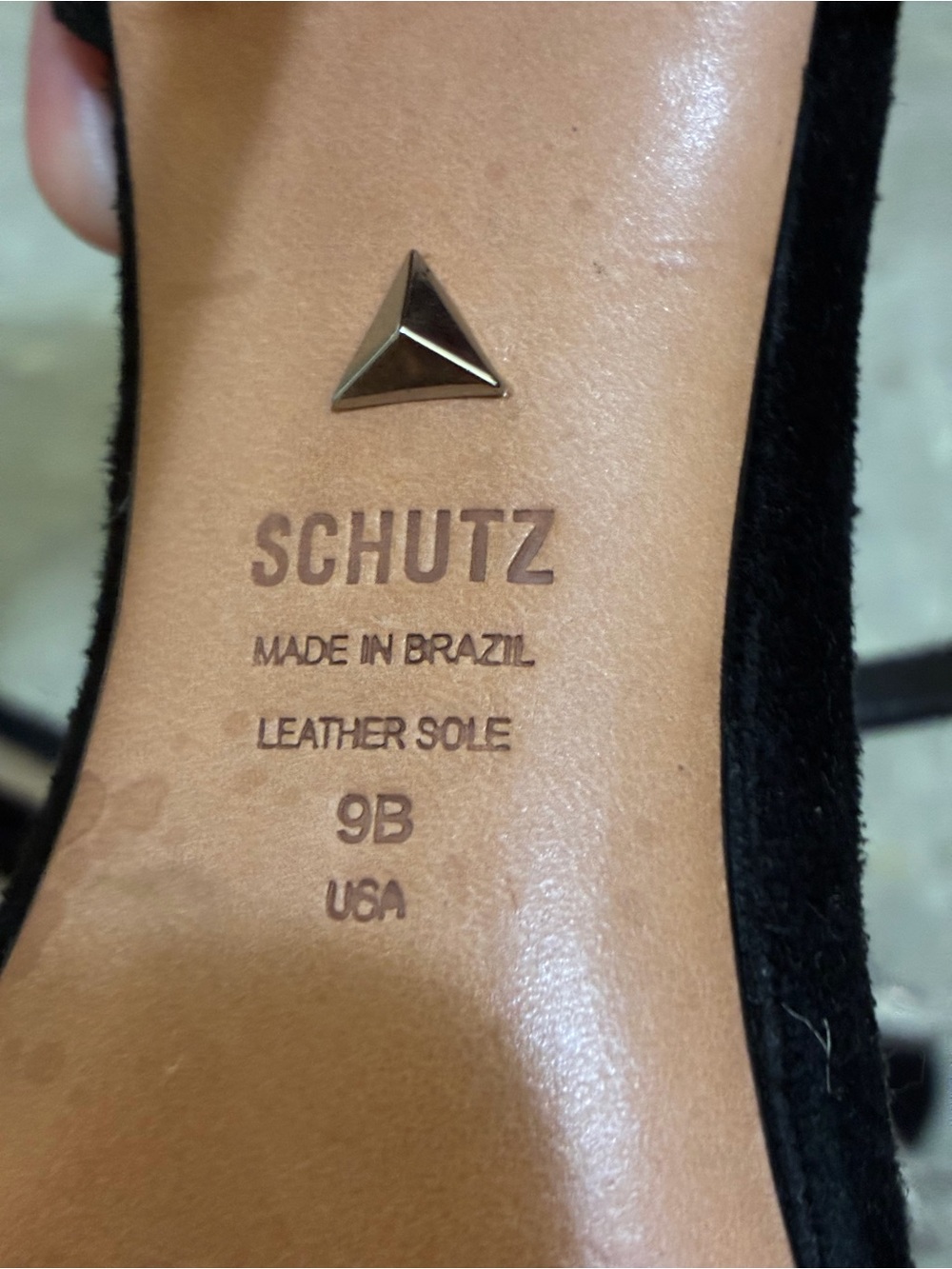 Schutz Black Suede Crystal Flower Ankle-Strap Sandals size 9 - Picture 6 of 10